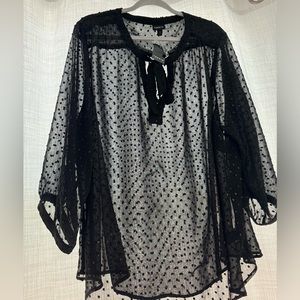Black Peasant see through Blouse
